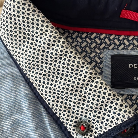 Denim & Flower Mens Cotton Polo (Light Blue/Navy Blue/White) - Picture 5 of 5